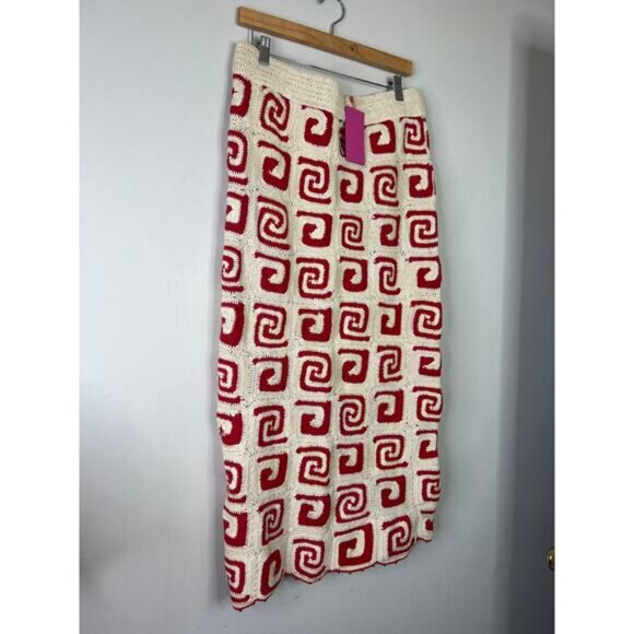 NWT Rhode Ana Crochet Pattern Maxi Skirt Women's Red Swirl Size: Medium - Picture 3 of 8